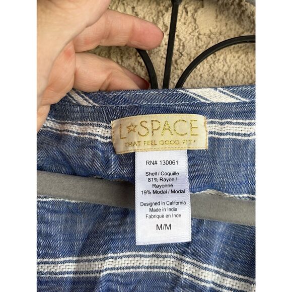 L Space Cropped Blouse - Size M - Blue/White - Picture 6 of 7